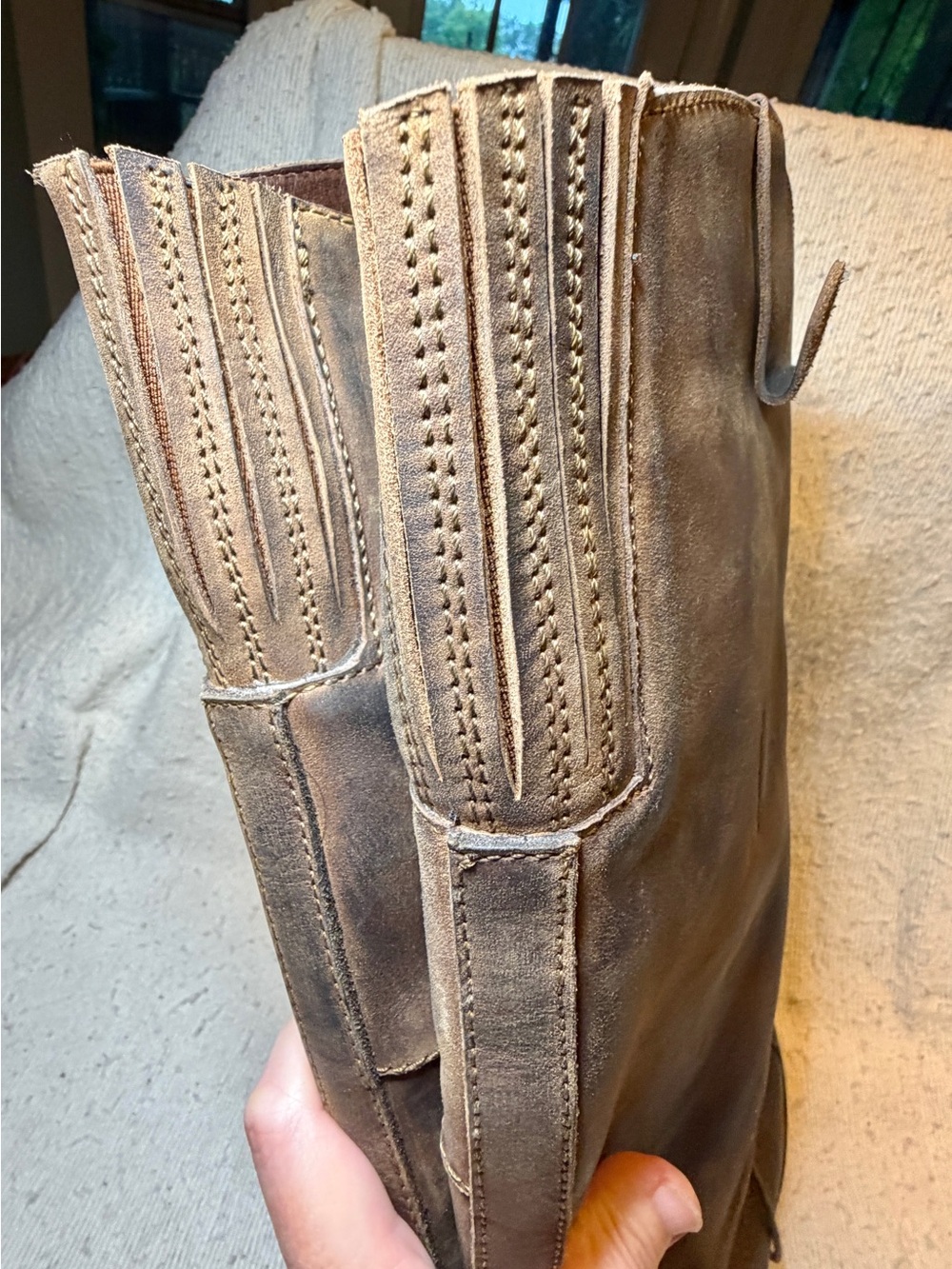Jeffrey Campbell Distressed Brown Lace-Up Tall Riding Boots - Picture 6 of 11